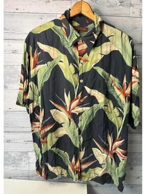 Tori Richard Mens Floral Hawaiian Short Sleeve Shirt Size Large Resort wear